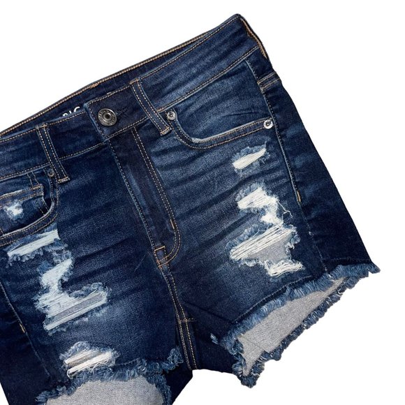 American Eagle Distressed Womens Shorts 2 Next Level Stretch Hi Rise Shortie - Picture 3 of 8